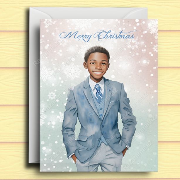 Black Boy Z Christmas Card